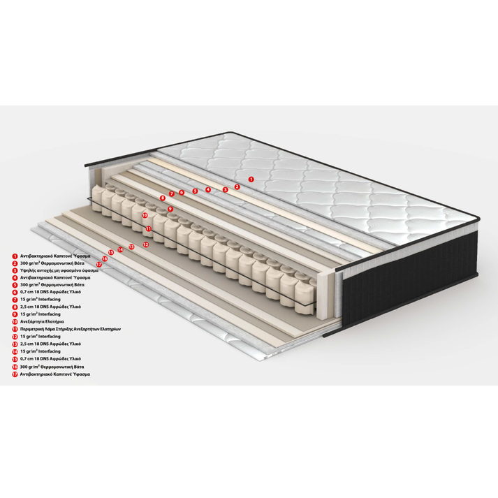 Mon Cheri mattress 90x200cm white anthracite 200x90x28cm