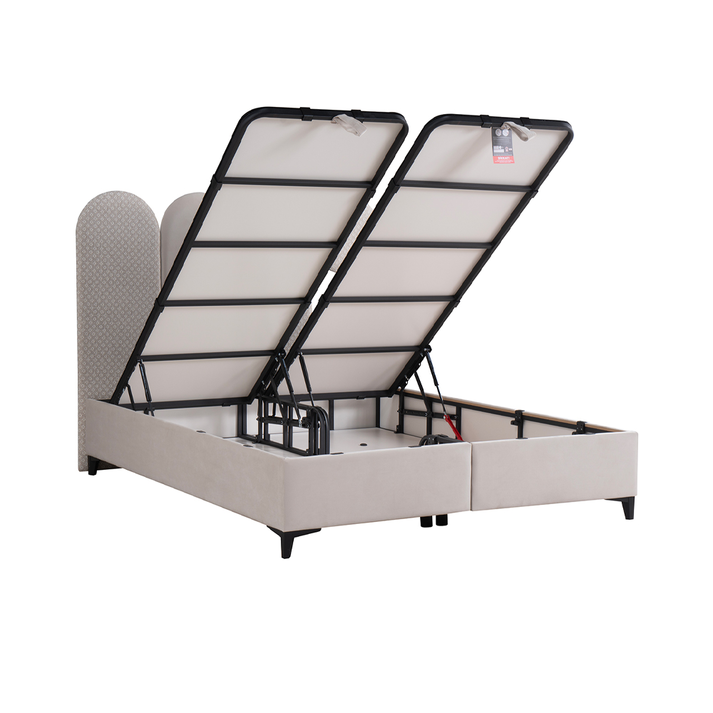 ABSTRACT ΚΡΕΒΑΤΙ ΜΕ ΑΠΟΘΗΚ. ΧΩΡΟ (ΓΙΑ ΣΤΡΩΜΑ 160x200cm) BEIGE ΜΕ PATTERN 207x160x130