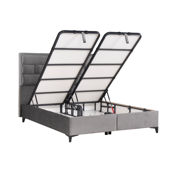 BRICK ΚΡΕΒΑΤΙ ΜΕ ΑΠΟΘΗΚ. ΧΩΡΟ (ΓΙΑ ΣΤΡΩΜΑ 160x200cm) ΓΚΡΙ 07-450 215x165x121