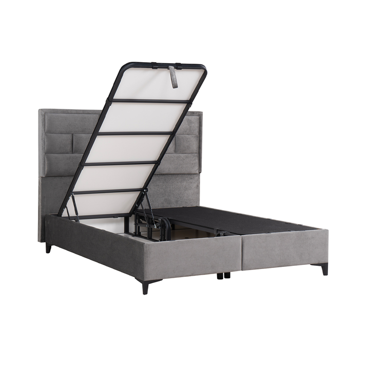 BRICK ΚΡΕΒΑΤΙ ΜΕ ΑΠΟΘΗΚ. ΧΩΡΟ (ΓΙΑ ΣΤΡΩΜΑ 160x200cm) ΓΚΡΙ 07-450 215x165x121