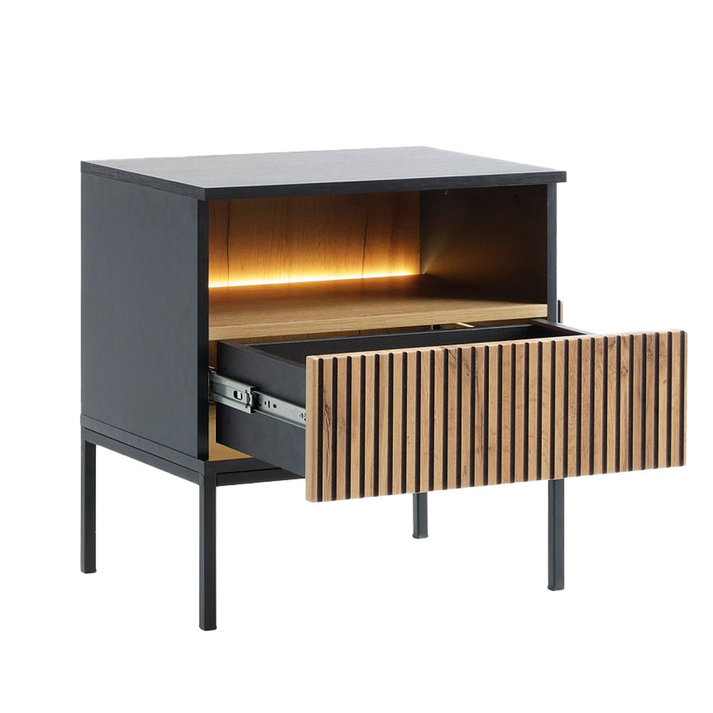 MYSTERY ΚΟΜΟΔΙΝΟ 1ΣΥΡΤΑΡΙ 1ΡΑΦΙ ΦΥΣΙΚΟ ΣΚΟΥΡΟ ΜΑΥΡΟ 54x39x56cm