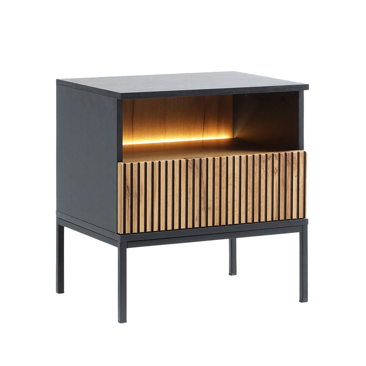 MYSTERY ΚΟΜΟΔΙΝΟ 1ΣΥΡΤΑΡΙ 1ΡΑΦΙ ΦΥΣΙΚΟ ΣΚΟΥΡΟ ΜΑΥΡΟ 54x39x56cm