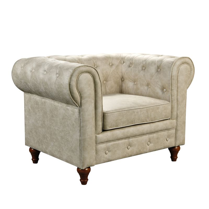 CHESTERFIELD York Πολυθρόνα Σαλονιού - Καθιστικού, Ύφασμα Απόχρωση Μπεζ