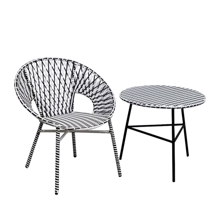 GRANADA COFFEE TABLE ΜΑΥΡΟ ΛΕΥΚΟ 65x65x56