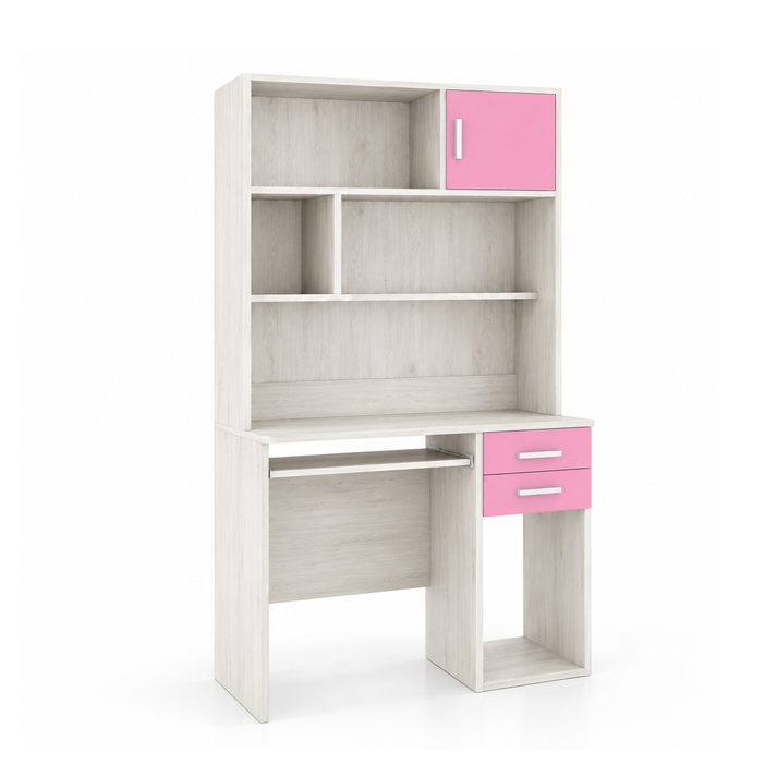 Desk 100x55xH80cm with shelving unit 100x30xH100cm