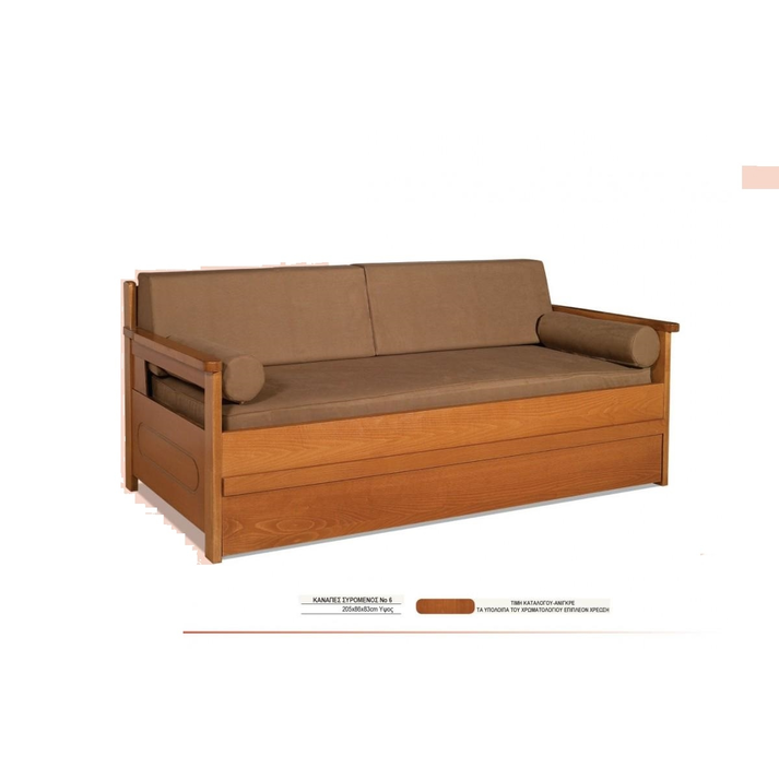 ΚΑΝΑΠΕΣ Νο 6 ΚΡΕΒΑΤΙ ΤΡΙΘΕΣΙΟΣ 205x86x83cm ΟΞΕΝΙΟΣ ΜΕ ΣΥΡΟΜΕΝΟ ΜΗΧΑΝΙΣΜΟ  XND PULL-OUT SOFA