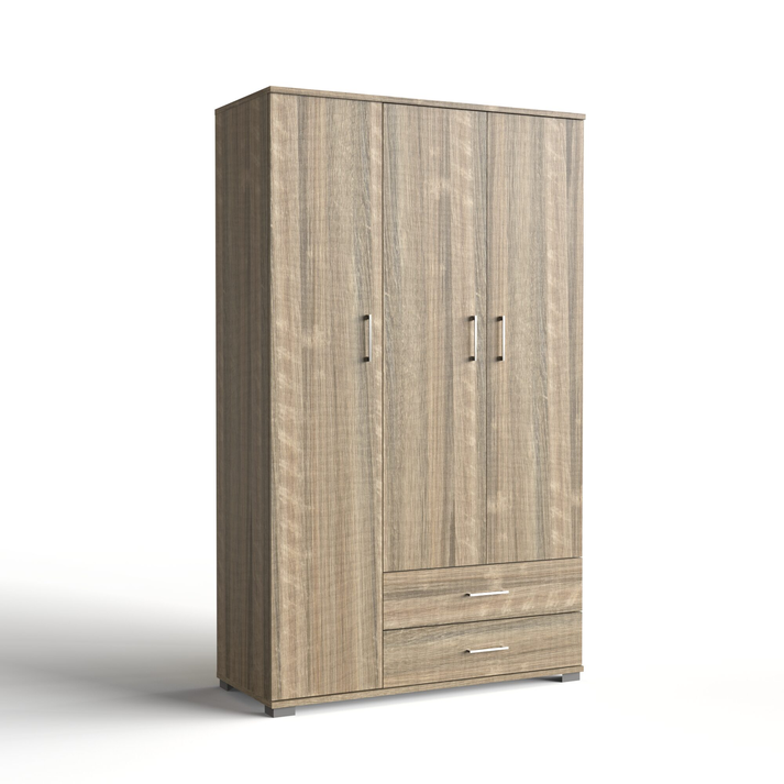 Three-leaf Wardrobe with 2 Drawers 111x48xH187cm