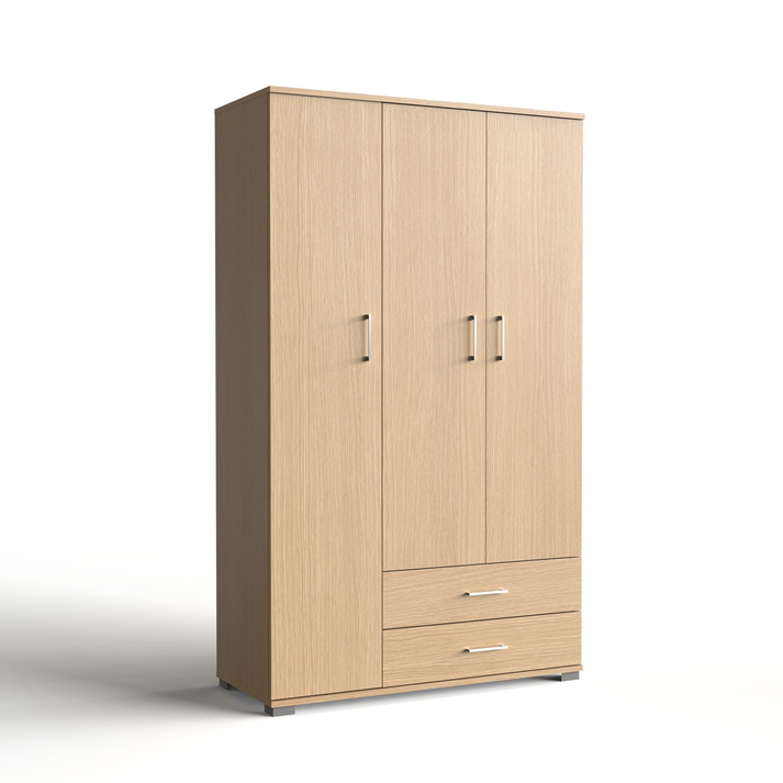 Three-leaf Wardrobe with 2 Drawers 111x48xH187cm