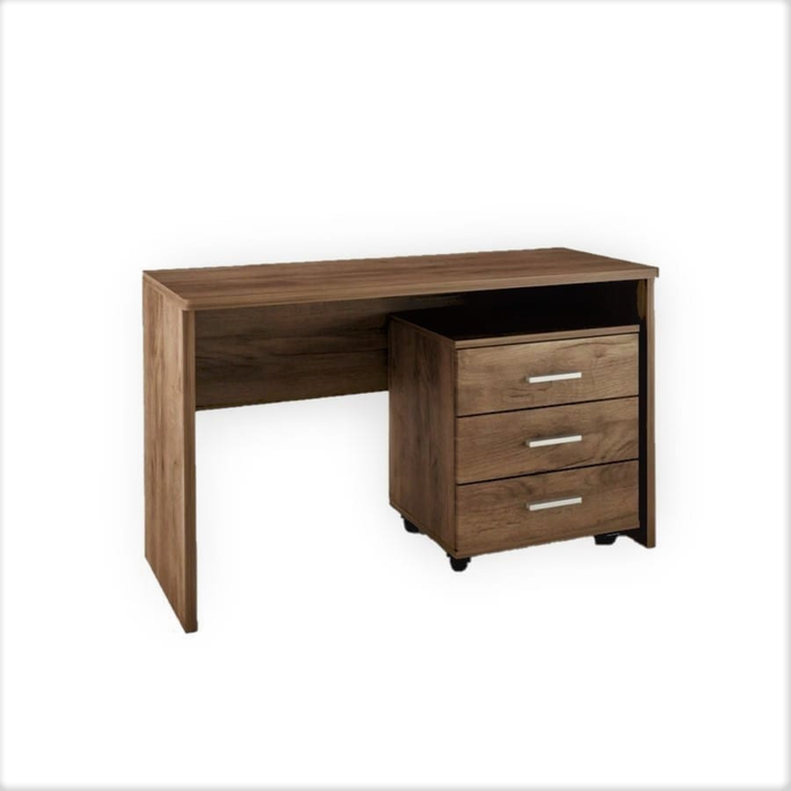 Γραφείο 120 με τροχήλατη συρταριέρα καρυδί