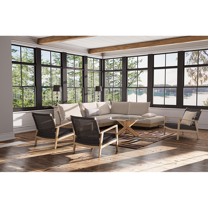 GLASS COFFEE TABLE ΔΙΑΦΑΝΟ OAK 80x80x42
