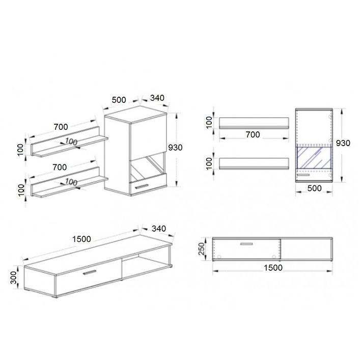 Σύνθετο Ήφαιστος Μοριοσανίδα Wenge 150x36x170cm
