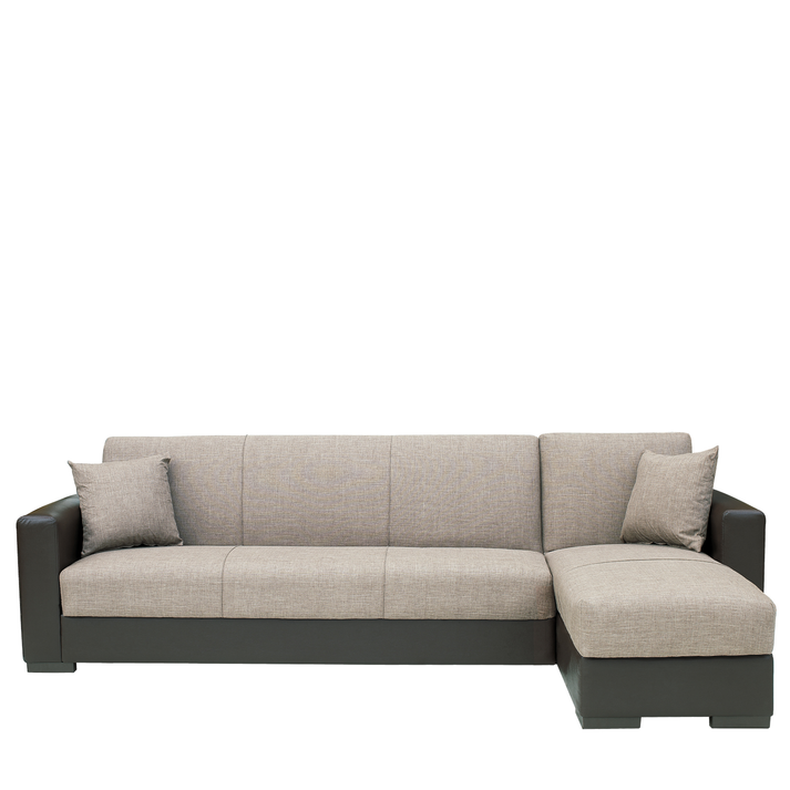Καναπές Κρεβάτι Γωνιακός JOSE Μπεζ/Καφέ PU 270x150x86cm