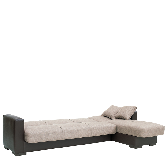 Καναπές Κρεβάτι Γωνιακός JOSE Μπεζ/Καφέ PU 270x150x86cm