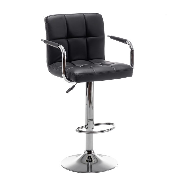 Σκαμπό Bar RANCOR Με Πλάτη Μαύρο PVC/Μέταλλο 51x50x83-105cm