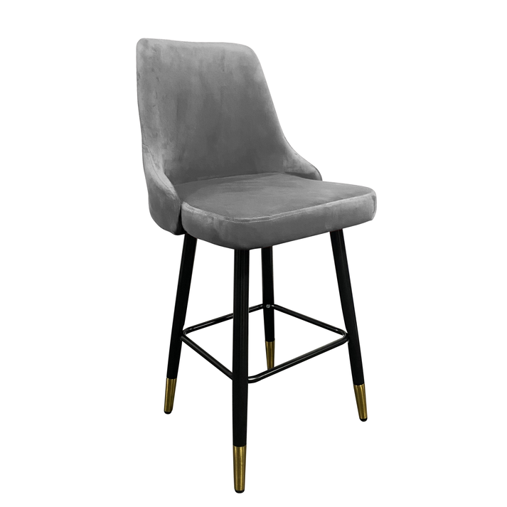Σκαμπό Bar COBB Με Πλάτη Γκρι Βελούδο/Μέταλλο 49x53x100cm