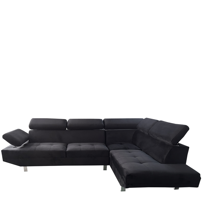 Καναπές Γωνιακός OZMA Μαύρο Ύφασμα 254x160x70cm