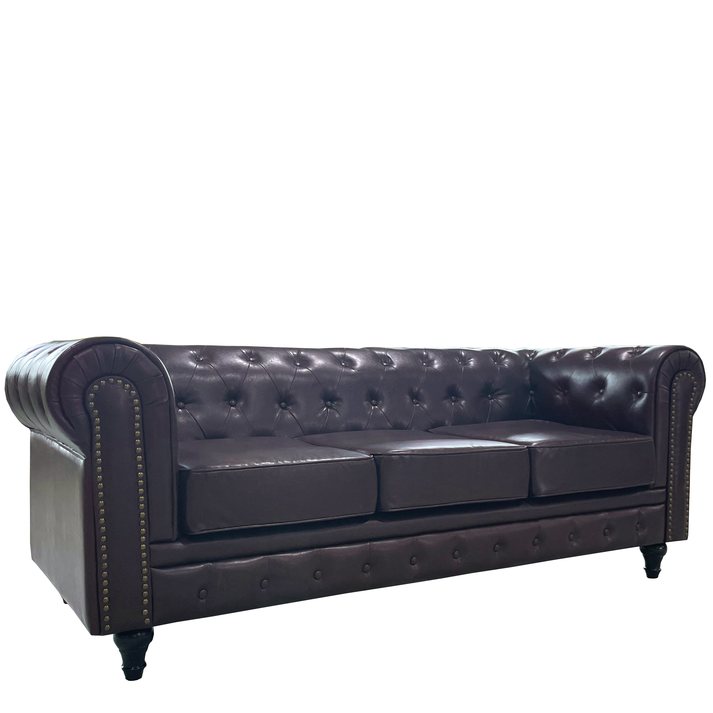 Καναπές Τριθέσιος AVERY Σκούρο Καφέ PU 208x90x73cm