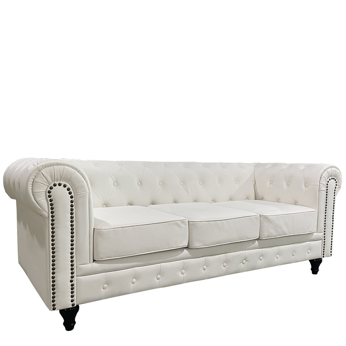 Καναπές Τριθέσιος AVERY Λευκό PU 208x90x73cm