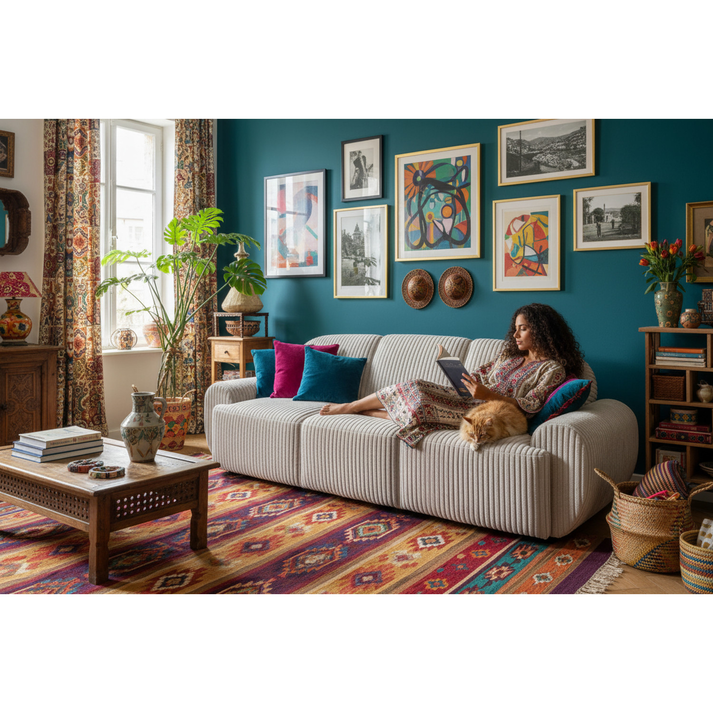 Καναπές Κρεβάτι Τριθέσιος SCULPTA Μπεζ Ύφασμα 234x88x75cm