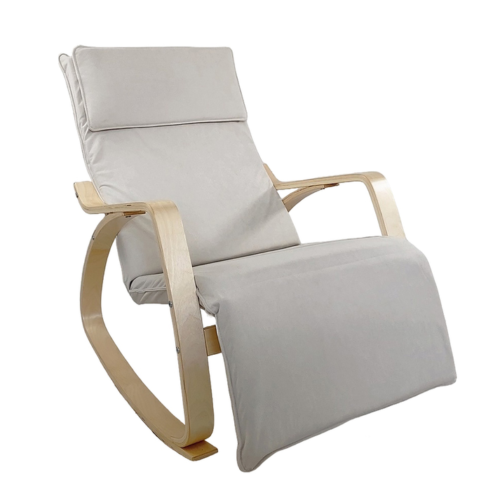 Πολυθρόνα Κουνιστή LUNDRA Μπεζ/Φυσικό Ύφασμα/Ξύλο 67x127x91cm