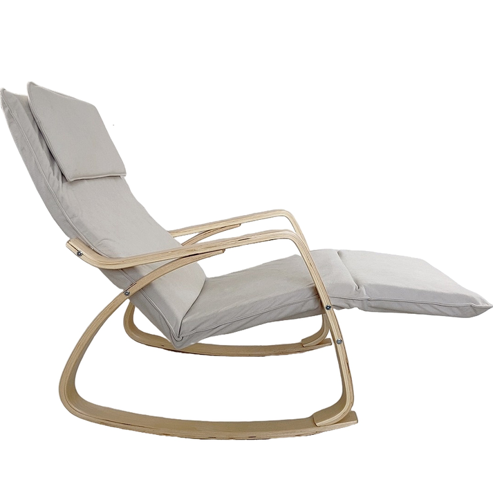 Πολυθρόνα Κουνιστή LUNDRA Μπεζ/Φυσικό Ύφασμα/Ξύλο 67x127x91cm