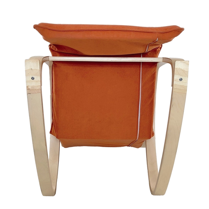 Πολυθρόνα Κουνιστή LUNDRA Πορτοκαλί/Φυσικό Ύφασμα/Ξύλο 67x127x91cm