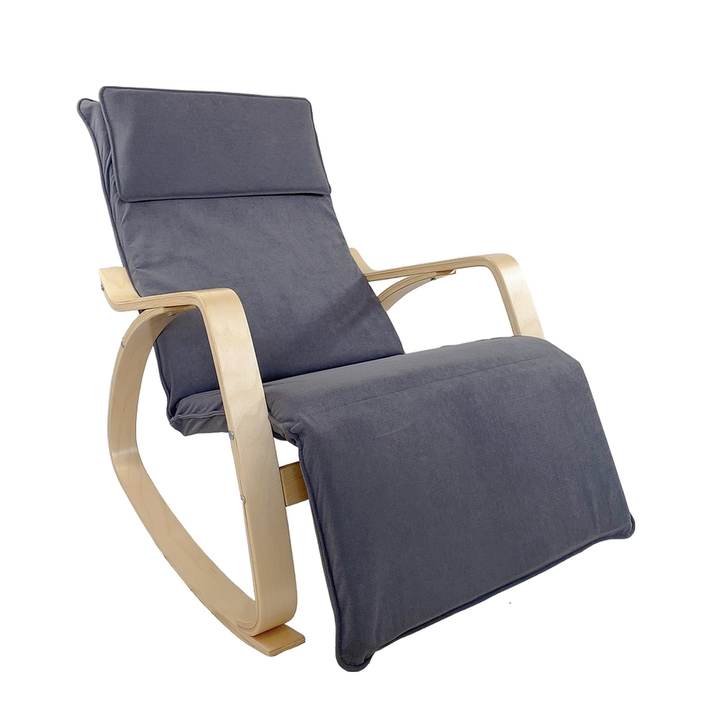 Πολυθρόνα Κουνιστή LUNDRA Γκρι/Φυσικό Ύφασμα/Ξύλο 67x127x91cm