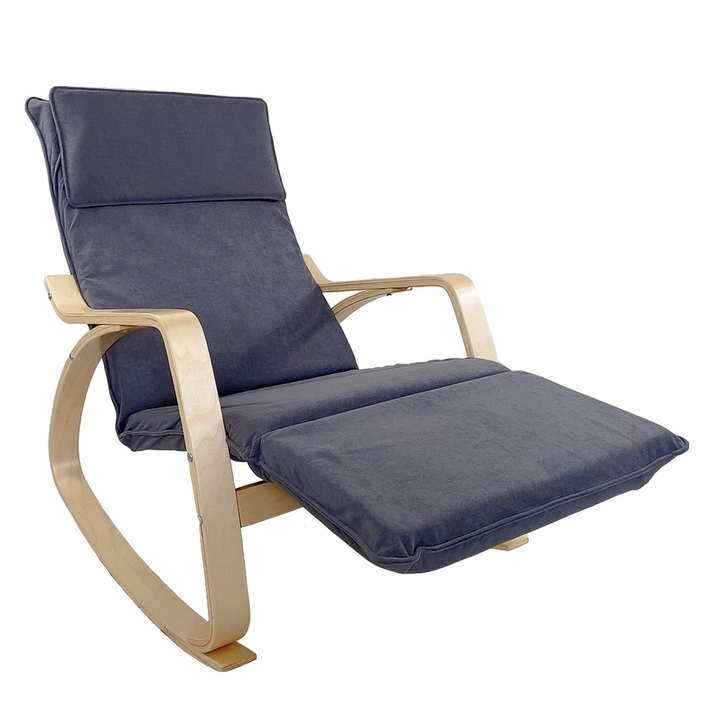 Πολυθρόνα Κουνιστή LUNDRA Γκρι/Φυσικό Ύφασμα/Ξύλο 67x127x91cm