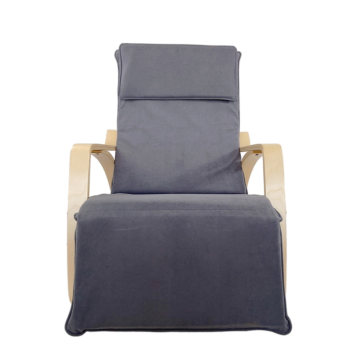 Πολυθρόνα Κουνιστή LUNDRA Γκρι/Φυσικό Ύφασμα/Ξύλο 67x127x91cm