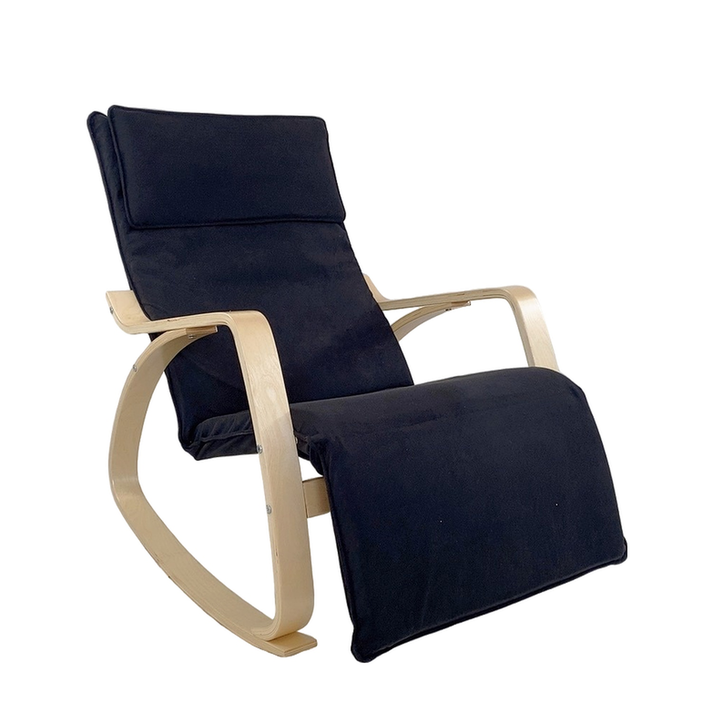 Πολυθρόνα Κουνιστή LUNDRA Μαύρο/Φυσικό Ύφασμα/Ξύλο 67x127x91cm