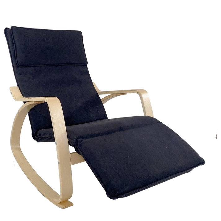 Πολυθρόνα Κουνιστή LUNDRA Μαύρο/Φυσικό Ύφασμα/Ξύλο 67x127x91cm