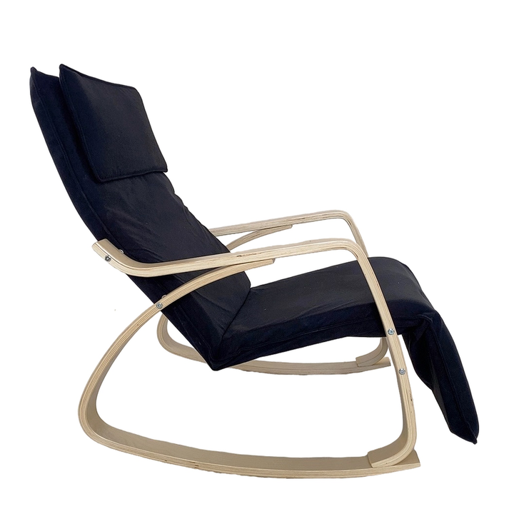 Πολυθρόνα Κουνιστή LUNDRA Μαύρο/Φυσικό Ύφασμα/Ξύλο 67x127x91cm