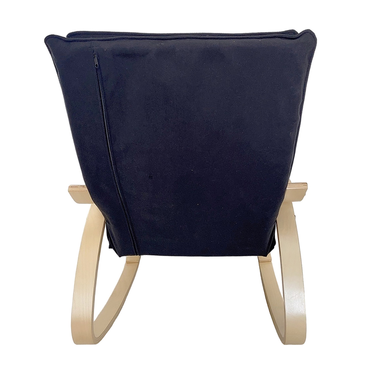 Πολυθρόνα Κουνιστή LUNDRA Μαύρο/Φυσικό Ύφασμα/Ξύλο 67x127x91cm