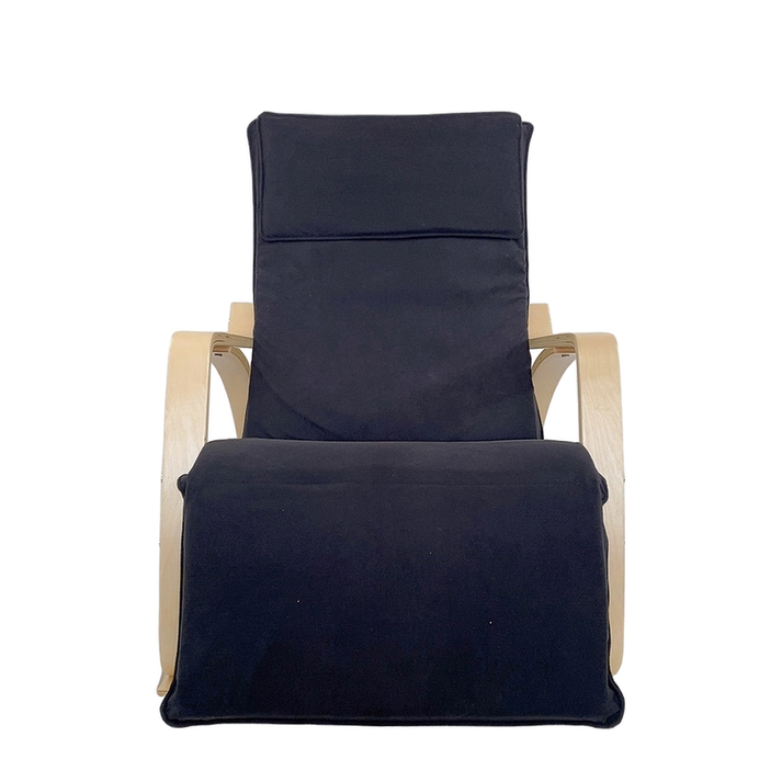 Πολυθρόνα Κουνιστή LUNDRA Μαύρο/Φυσικό Ύφασμα/Ξύλο 67x127x91cm