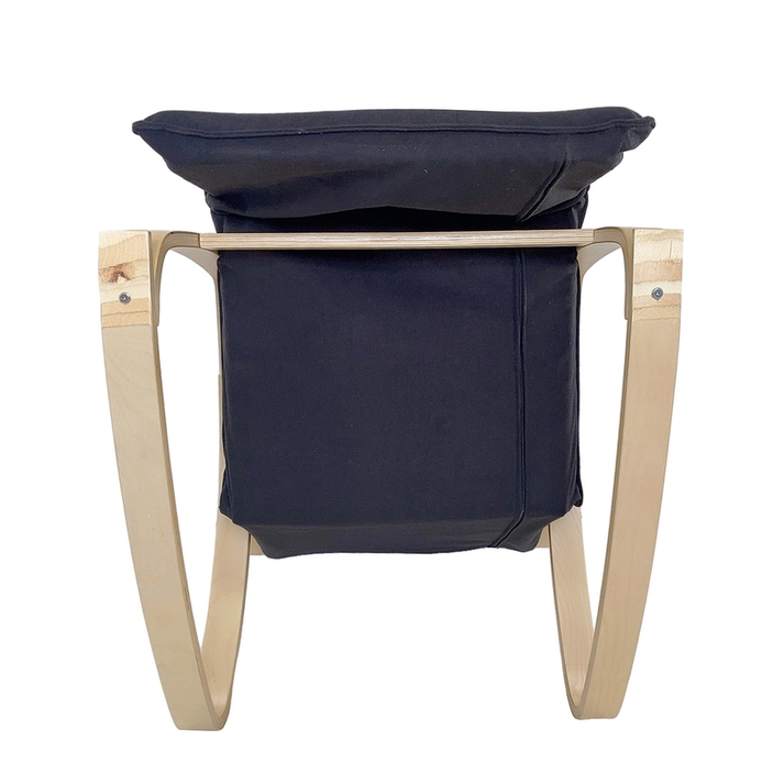 Πολυθρόνα Κουνιστή LUNDRA Μαύρο/Φυσικό Ύφασμα/Ξύλο 67x127x91cm