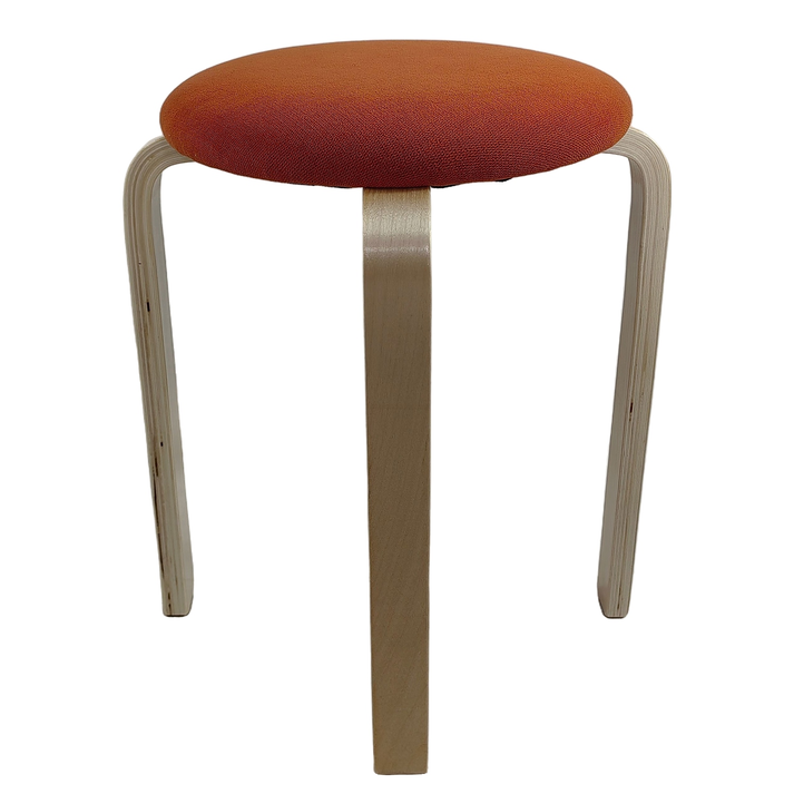 Σκαμπό MILOA Πορτοκαλί/Φυσικό Ύφασμα/Ξύλο 42x42x45cm