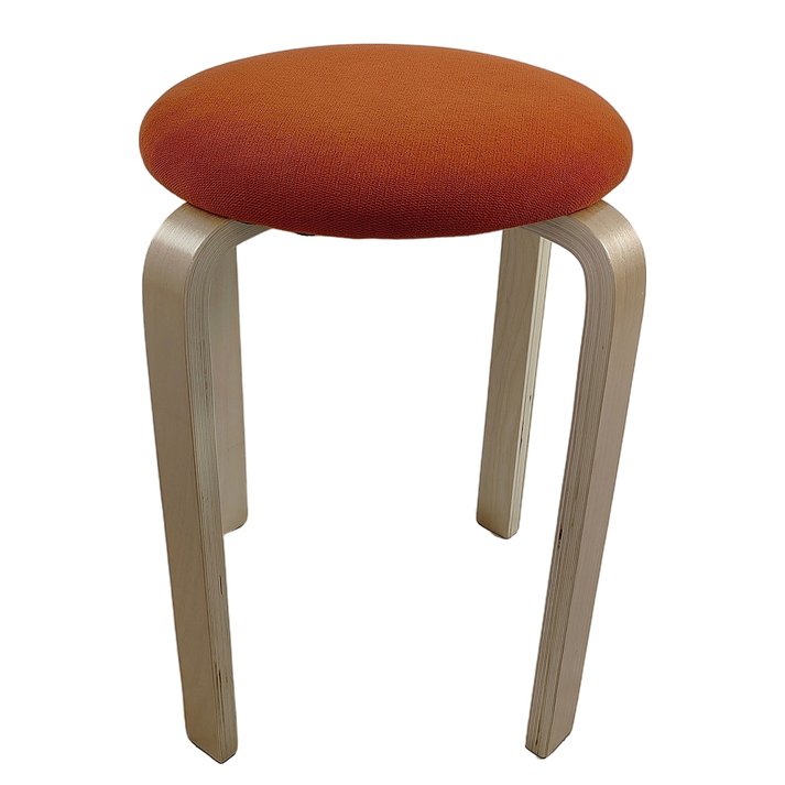 Σκαμπό MILOA Πορτοκαλί/Φυσικό Ύφασμα/Ξύλο 42x42x45cm