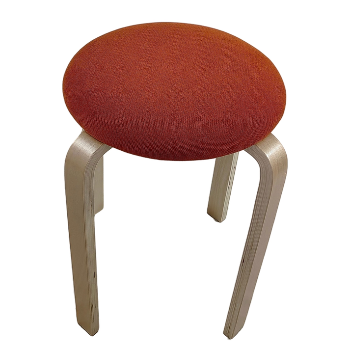 Σκαμπό MILOA Πορτοκαλί/Φυσικό Ύφασμα/Ξύλο 42x42x45cm