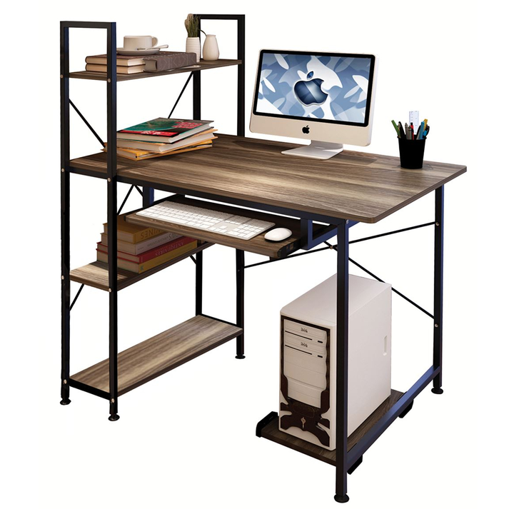 Γραφείο WIN Καφέ/Μαύρο MDF/Μέταλλο 100x48x118cm