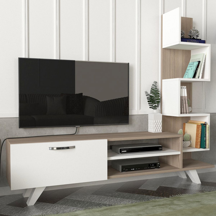 Σύνθετο Τηλεόρασης KEROS Λευκό/Cordoba Μοριοσανίδα/Μελαμίνη 150x30x132cm