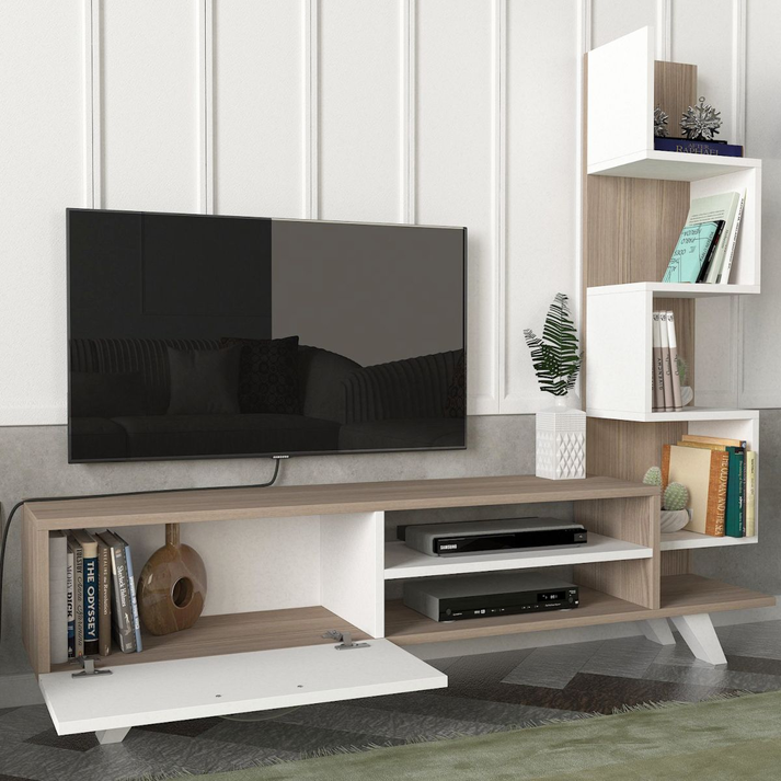 Σύνθετο Τηλεόρασης KEROS Λευκό/Cordoba Μοριοσανίδα/Μελαμίνη 150x30x132cm