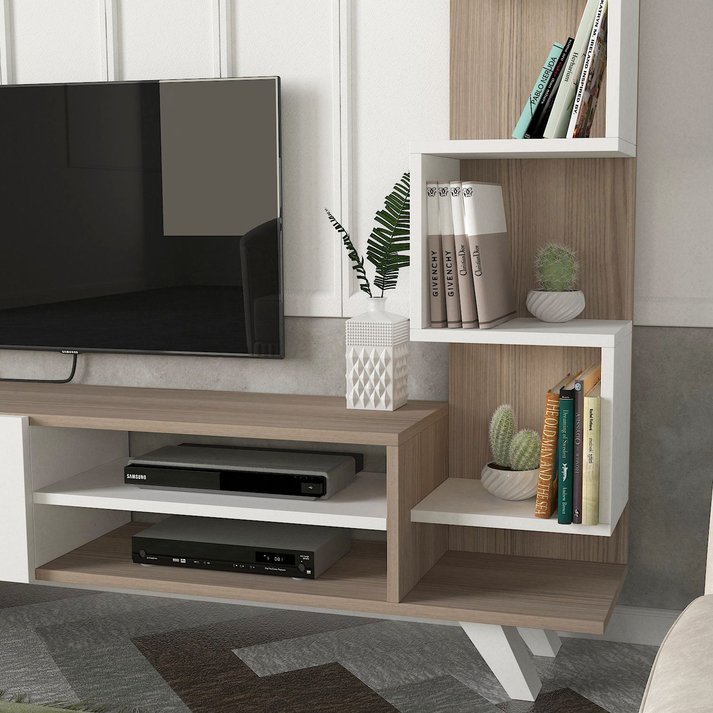 Σύνθετο Τηλεόρασης KEROS Λευκό/Cordoba Μοριοσανίδα/Μελαμίνη 150x30x132cm