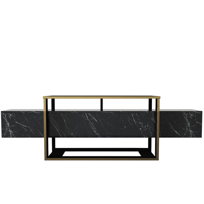 Έπιπλο Τηλεόρασης LEVITHA Μαύρο Μοριοσανίδα/Μελαμίνη 160x50x46cm