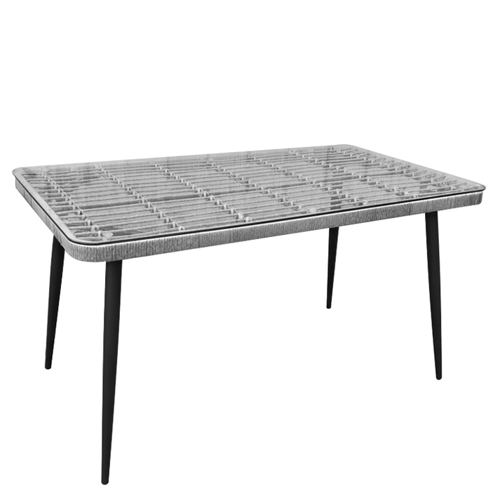 Τραπέζι Κήπου QUITO Γκρι/Μαύρο Μέταλλο/Rattan/Γυαλί 160x90x78cm