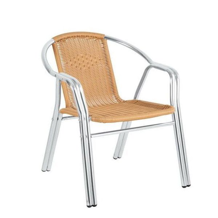 Πολυθρόνα Αλουμινίου Rattan Jupiter Μπεζ/Ασημί 58x64x67cm
