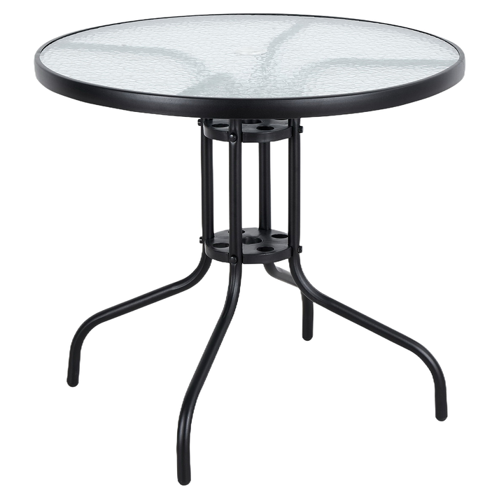 Τραπέζι Κήπου EARTH Μαύρο Μέταλλο/Γυαλί Φ80x70cm