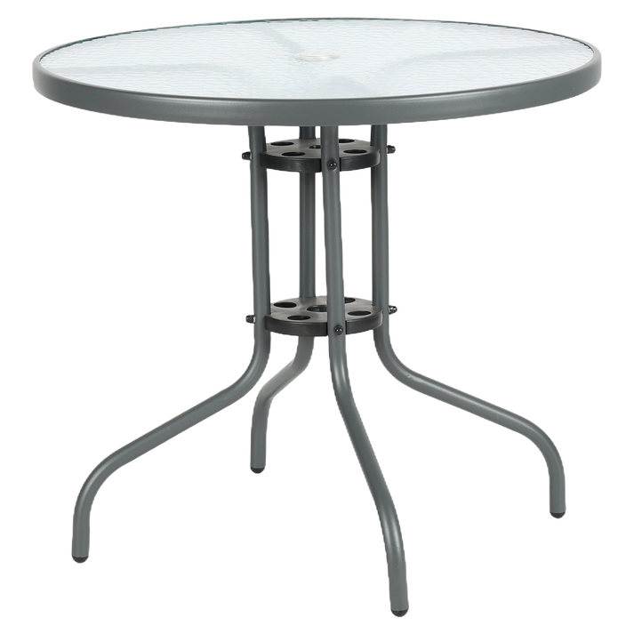 Τραπέζι Κήπου EARTH Γκρι Μέταλλο/Γυαλί Φ80x70cm
