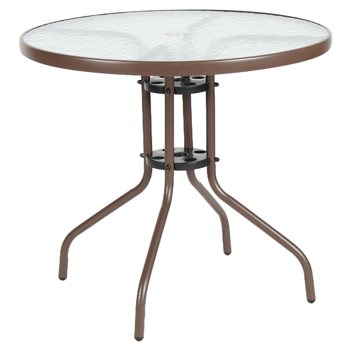 Τραπέζι Κήπου EARTH Καφέ Μέταλλο/Γυαλί Φ80x70cm