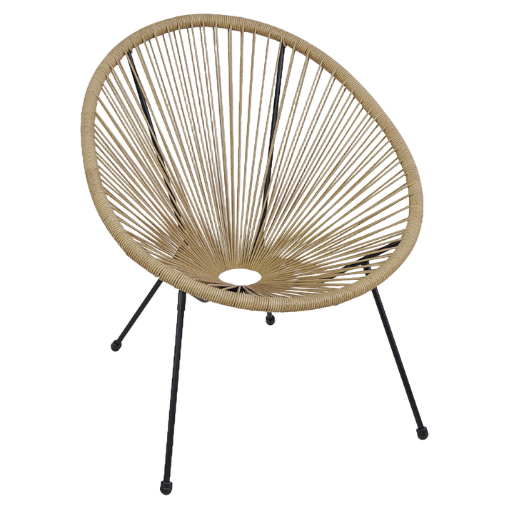 Πολυθρόνα Κήπου SATURN Φυσικό/Μαύρο Μέταλλο/Rattan 72x78x89cm