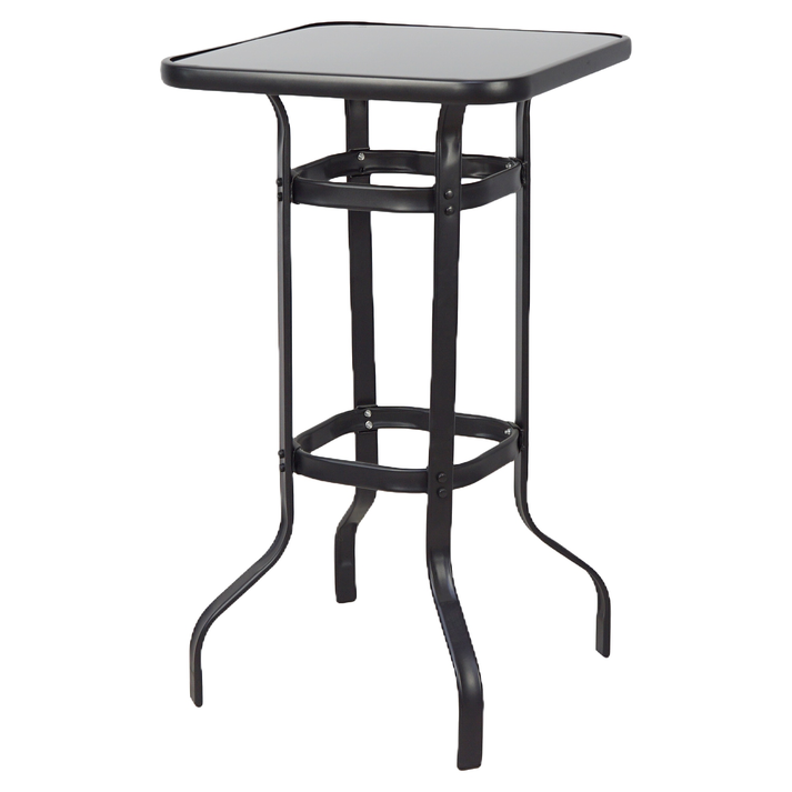 Τραπέζι Κήπου LYRA Μαύρο Μέταλλο/Γυαλί 70x70x100cm